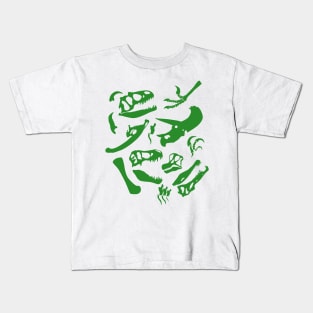 Dinosaur Bones (Green) Kids T-Shirt